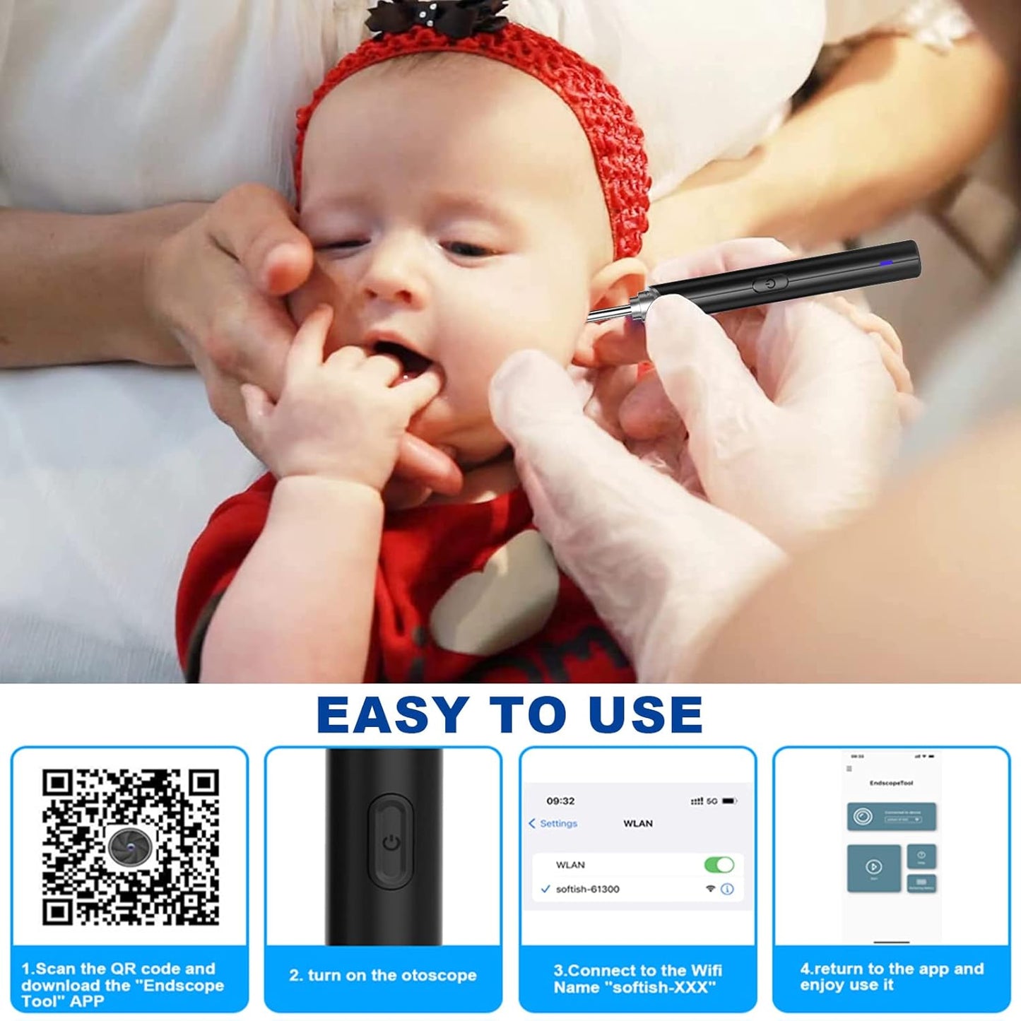 Limpiador de Oídos con Cámara y Wifi.